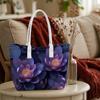 Purple Lotus Print Tote Bag Elegant Casual Daily Carry Handbag for Women