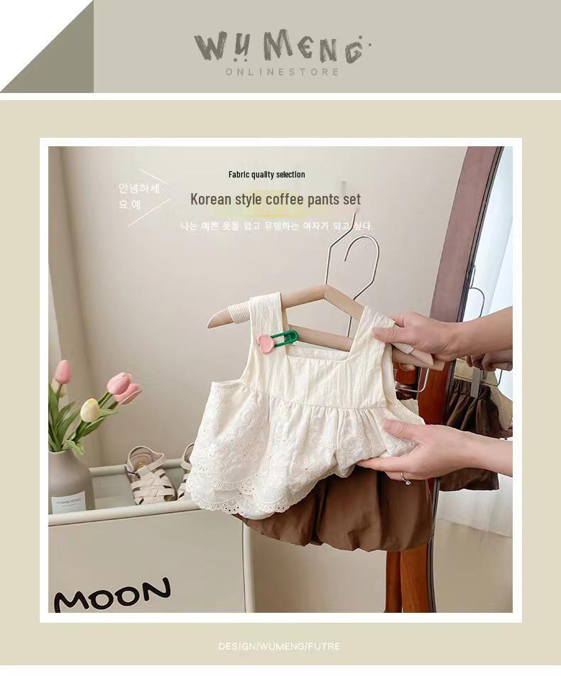 Stilvolles zweiteiliges Mädchen-Camisole- und Bloomers-Set mit Stickerei.