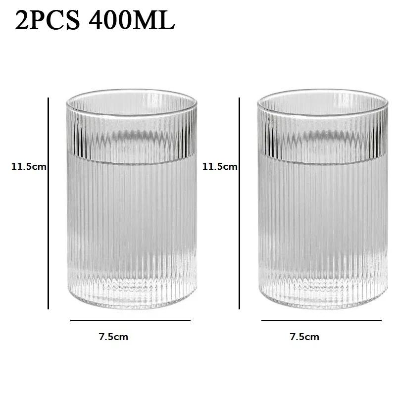 1/2/4/6pcs Vertical Pattern Cup Creative Japanese Glass Wine Juice Drink Coffee Handmade Clear Drinkware Shot Glasses Whiskey