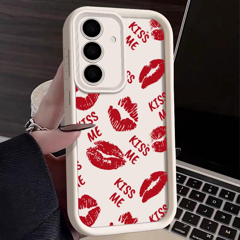 Kiss me Love Red Lips S24FE Phone Case For Samsung S25 S24 S23 Ultra 5G S22 S20 Plus S21 FE Cases Cover Galaxy S25Ultra Funda Galaxy S21