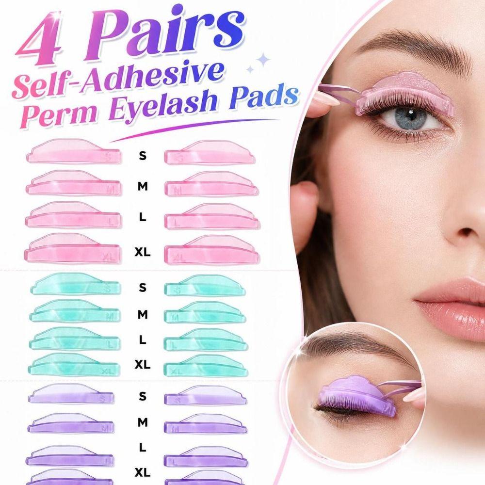 4 Pairs Silicone Eyelash Perm Pads Crescent Shape Eyelash Curling Tools for Lash Lift