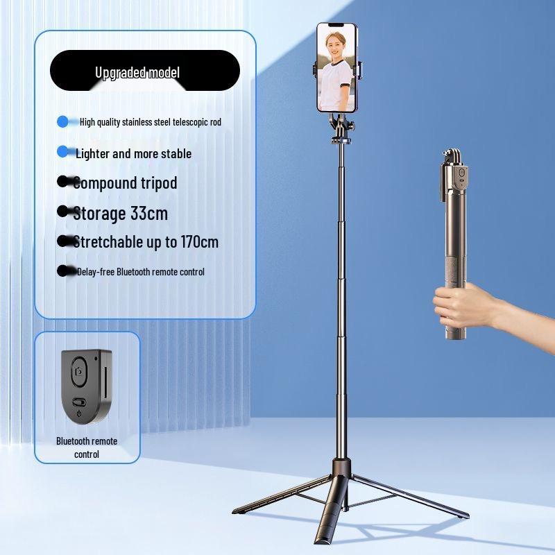 Bluetooth Selfie Stick with Integrated Fill Light & Remote, Multifunctional Tripod for Live Streaming