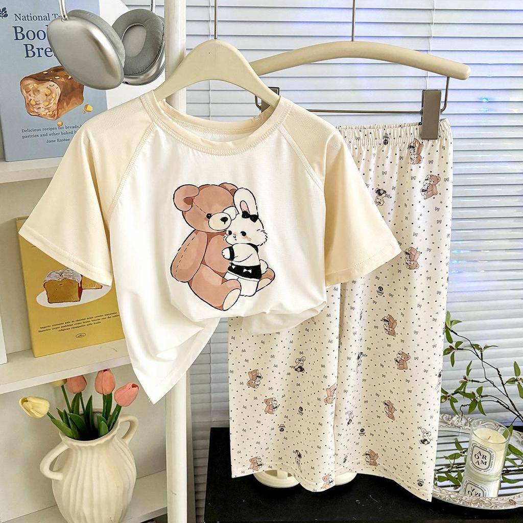 Summer Cartoon Short-Sleeve Pajama Set for Boys & Girls - Lightweight Home Wear for Children & Babies