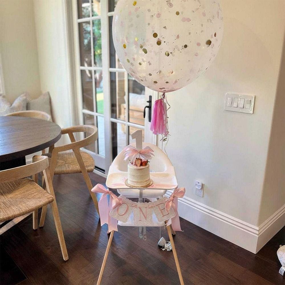 Creative Bowknot One-Year-Old Birthday Cap Pink Blue Embroidery Hanging Banner Ball Lace Edge Birthday Hat First Birthday