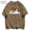 A Tired Working Cat Pattern Men TShirt Casual Oversize T Shirts Hip Hop Cotton Streetwear Summer AllMatch Soft Short Sleeve