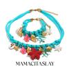 MamacitaSlay 316L Stainless Steel Ocean Series Resin Braided Rope Bracelet Necklace 18K Gold Plated Waterproof Jewelry Set Gifts