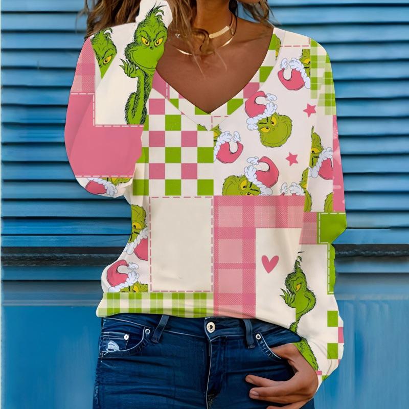 QICED Women's Fashion Casual Long Sleeve V Neck Blouses & Shirts