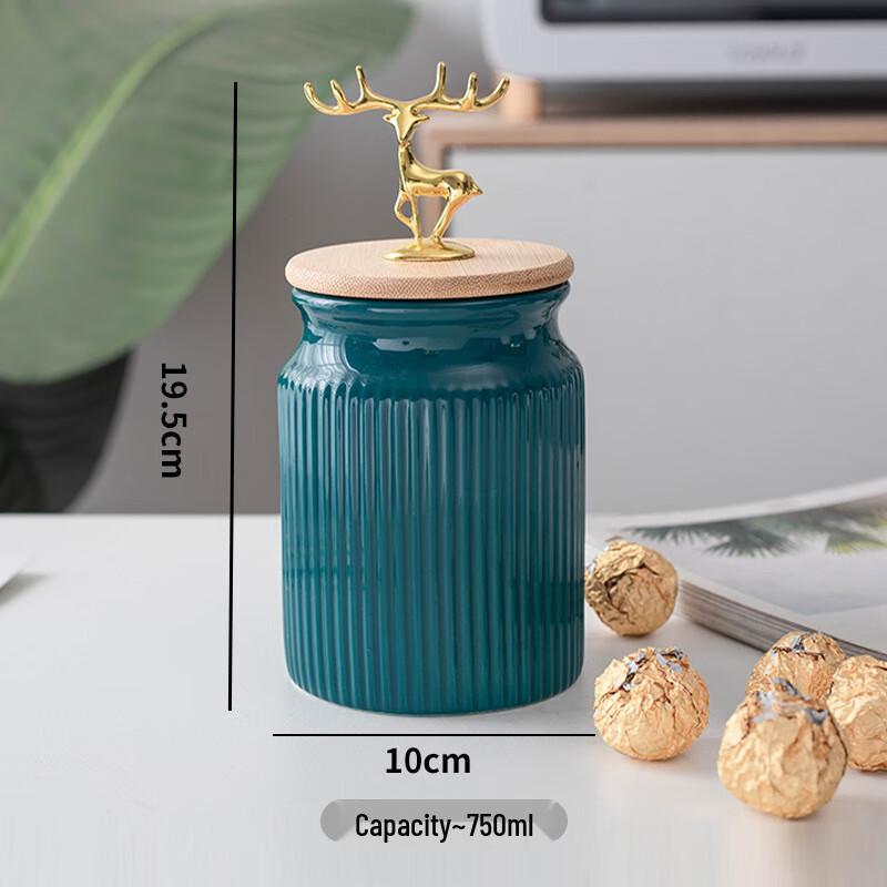 Керамическая банка для хранения продуктов ZISIZ с бамбуковой крышкой