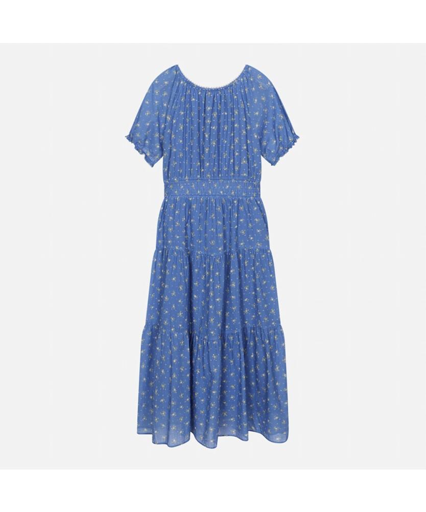 THURSDAY ISLAND Flower Puff Sleeve Long Dress_T264Mop249W