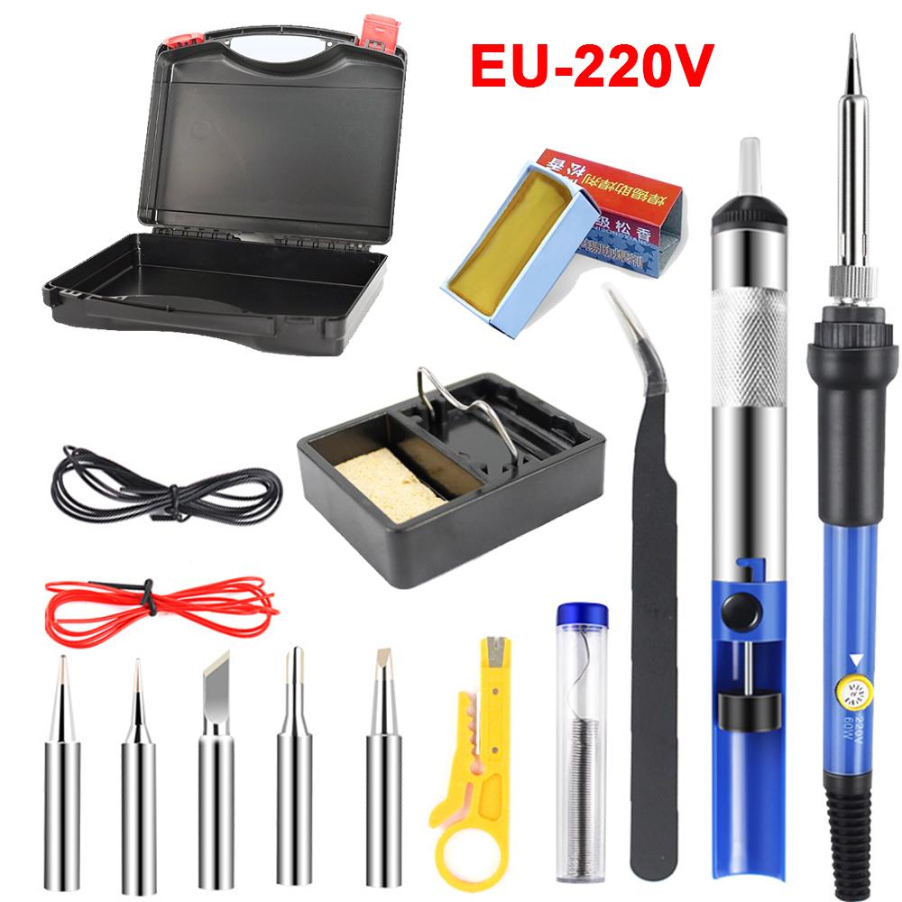 Multi-kit Adjustable Temperature Electric Soldering Iron 220V 60W Multifunction Welding Solder Rework Station Heat Repair Tools