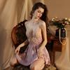 Pure Desire Sexy Lace Patchwork Cami Deep V Sweet Satin Skin-Friendly Nightgown Loungewear 417 Romantic Comfortable Sleepwear with Feminine Lace