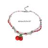 Böhmische Koreanische Herzperlenkette Mädchen Süß Niedlich Rote Kirsche Anhänger Choker Halskette Kurze Halskette Damen Schmuck