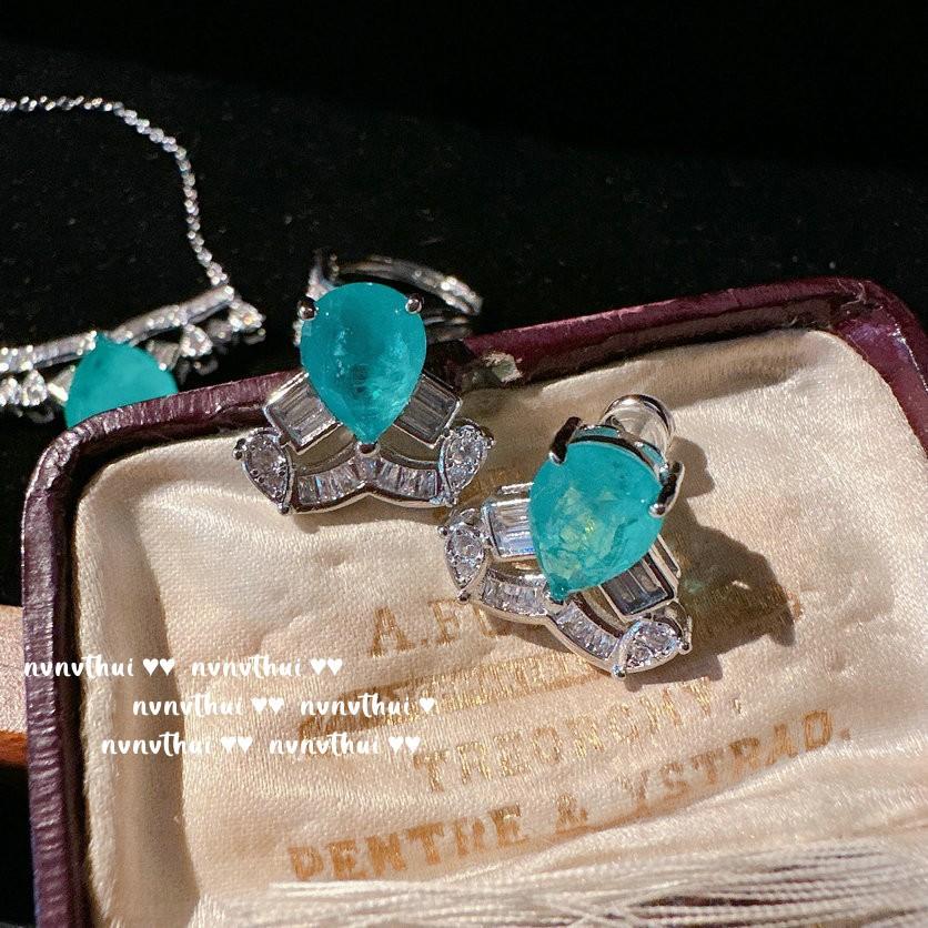 Mojito Emerald Crown Necklace, Rich Woman'S Joy, 18K Gold Plated, Pa Green Water Drop Zircon Ring