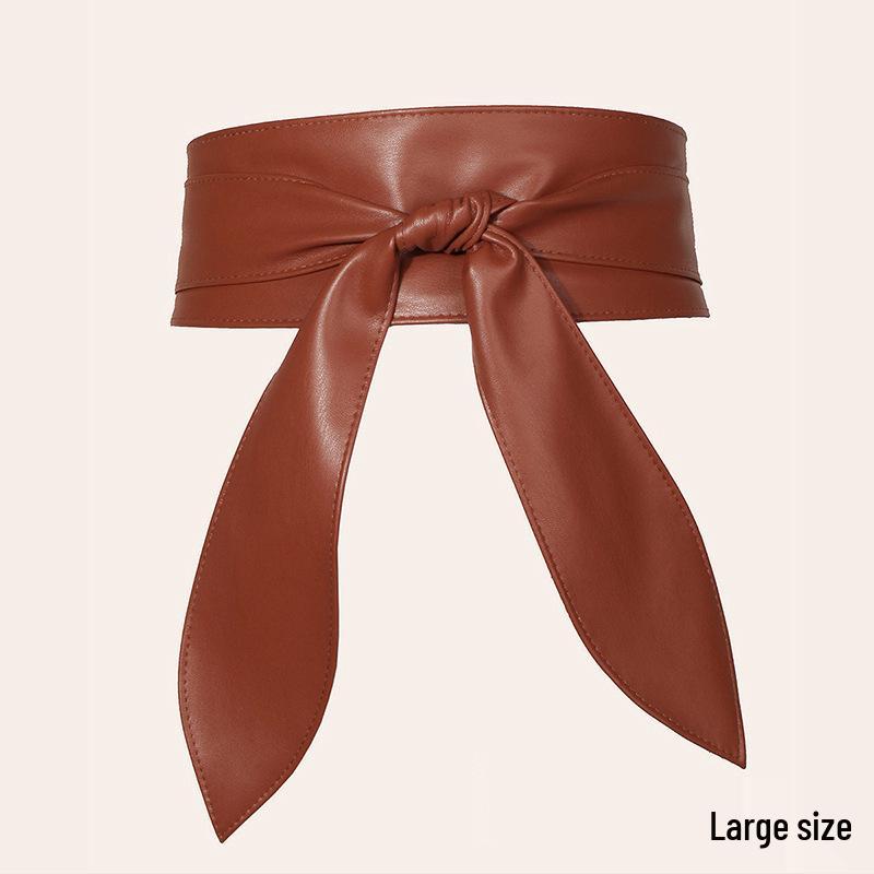 Women's Elegant Wide Waist Belt with Soft Bow Ribbon - Extra Long and Versatile