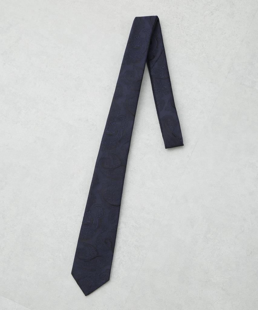 [Nano Universe] Kyoto Nishijin Washable Shadow Paisley Tie, Men's Size F 120, Navy, 668-5242204