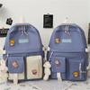 New Five-Piece Backpack Korean Style Contrast Color Canvas Bag