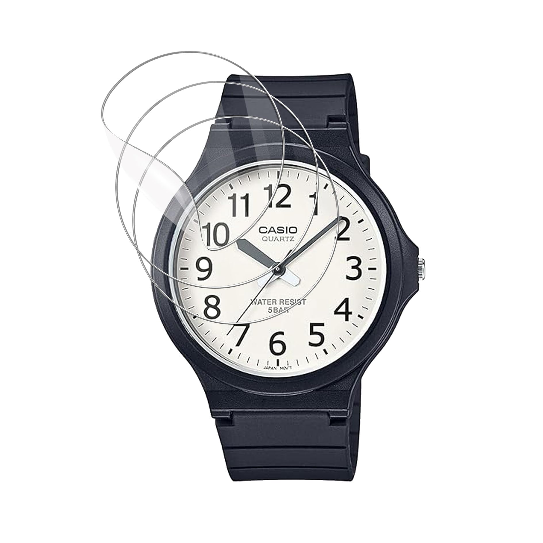 

Совместим с часами Casio Collection Включает высококачественную защитную пленку для экрана MW-240-7BJH Мужские (черный). прозрачный, тонкий, устойчивый к отпечаткам пальцев,