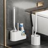 Toilet Brush with Holder No Drill Long Handle 360° Deep Cleaning Soft Bristles Quick Drying Anti-Drip BathroomWC Cleaning Brush