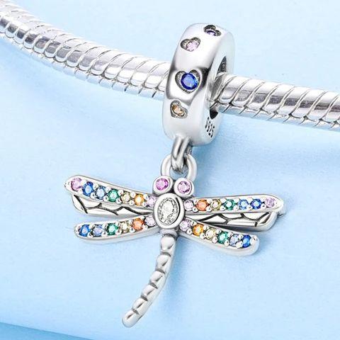 Copper Metal Dangle Charm Bead Component Zircon Dragonfly Designed For Woman Compatible With Bracelet High Quality Fine Jewelry Craft Making Trendy