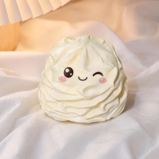 1/2Pcs Stress Relieving Cream Roll Toy, Slow Rebound Smiling Face Cream Squeeze Toy, Soft Stretchy Fidget Cake Sensory Toy for Kids Adults
