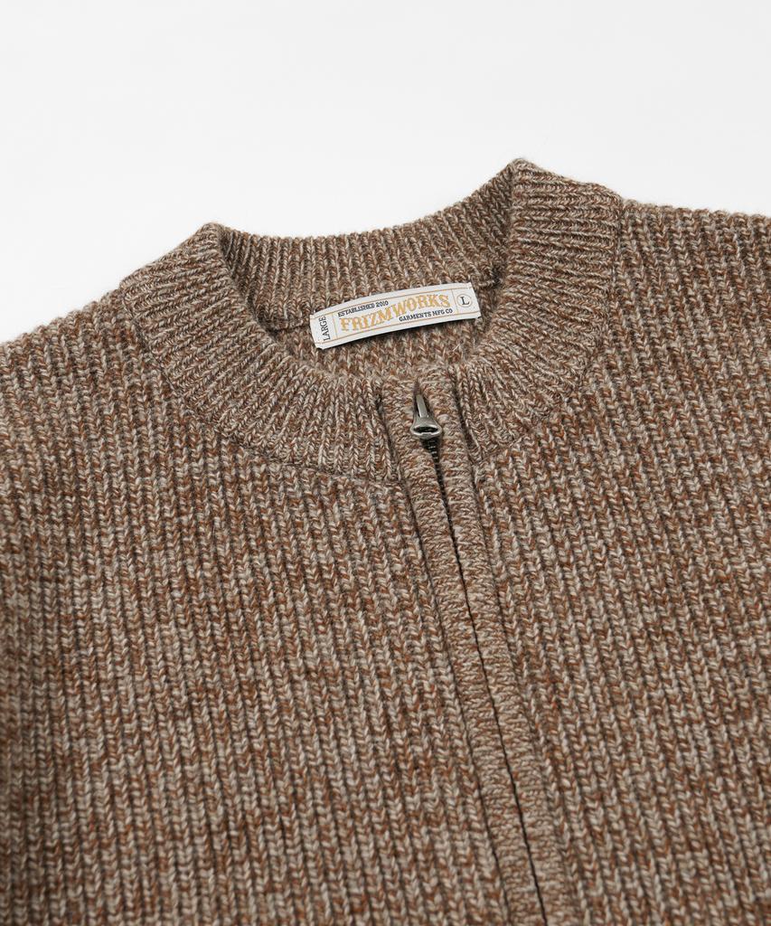 Frizmworks Tweed Wool Zip Up Cardigan _ Brown