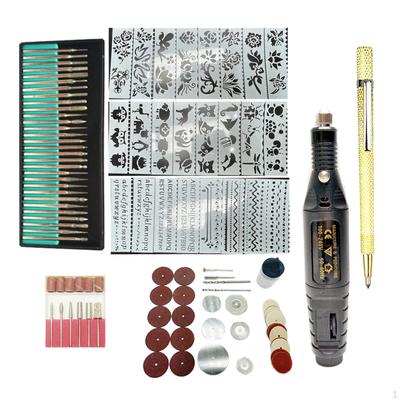 108-teiliges elektrisches Gravierstift-Set DIY-Gravurwerkzeug-Kits für Metall, Glas, Keramik Schwarz