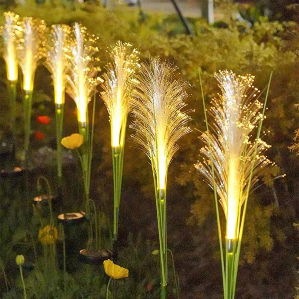 LED Solar Garden Reed Lamp Simulation Bulrush Flower Yard Christmas Decoration Luminous Optical Fiber Solar Power Light