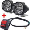 Motorcycle Headlight Spot Lights High Bright Waterproof Scooter Auxiliary Lamp Spotlights 6 LED Fog Bulb Work Lights with Switch