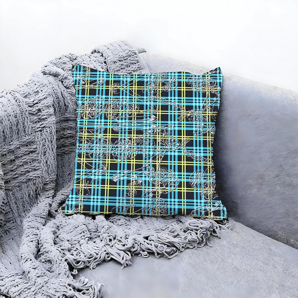 retro plaid lines Cushion Cover Premium Comfort Reversible Pillow Cove Two in One Design for Any Room  Car Interior