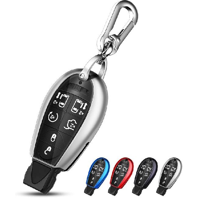 QBUC for Dodge Key Fob Cover with Keychain TPU Key Case Compatible with 2008-2018 Dodge Ram Jeep Chrysler Model Accessories (Red)