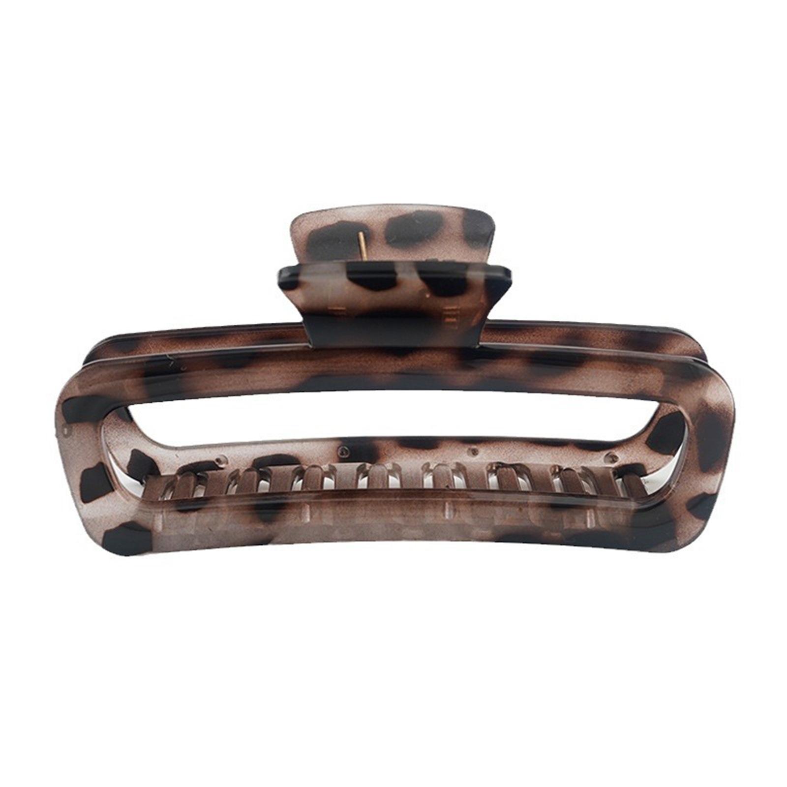 

Hair Clip for Long Curly Hair Extra Large Square Jaw Clip Practical Plastic Resin Matte Finish Leopard Print B