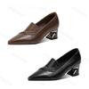 Pointed Toe Women's Fashion Single Shoes Autumn Comfortable Chunky Heel Elegant Middle Heel Shoes Outdoor Non Slip Casual Shoes