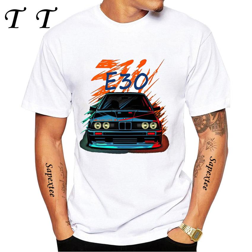 Ny Sommar Herr Kortärmad Vintage Tyskland EUDM E36 M3 T-shirt Legend Sportbil Design Pojke Vardagstoppar Cool Man T-shirts Vit