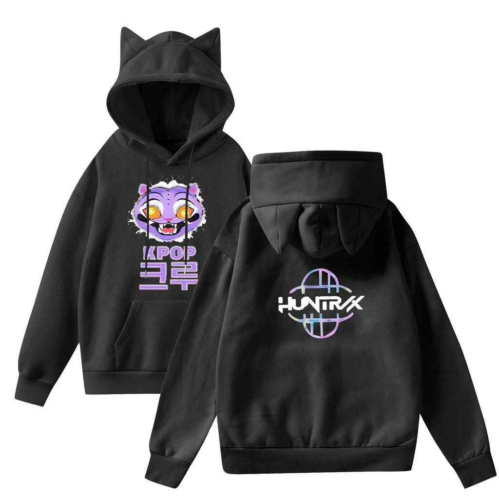 Ladies Fashion Casual Long Sleeve Printed Round Neck Hoodie Pullover Top With  Pockets