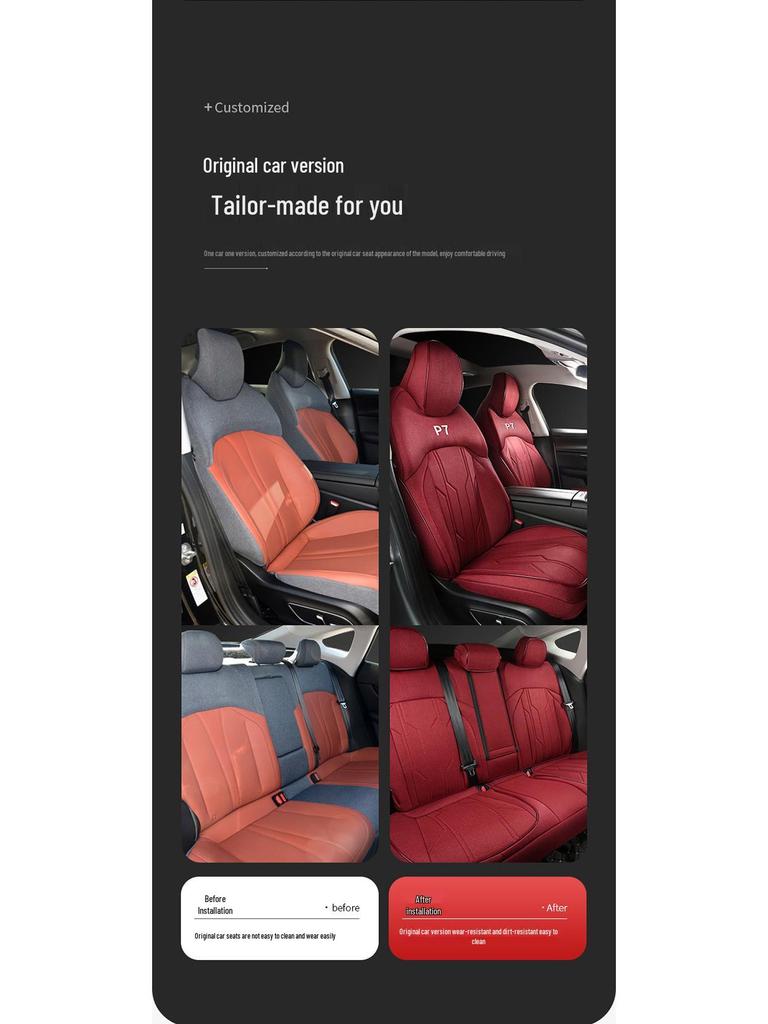 Premium Linen Seat Covers for Xpeng P7 - Universal, All-Season Car Cushion