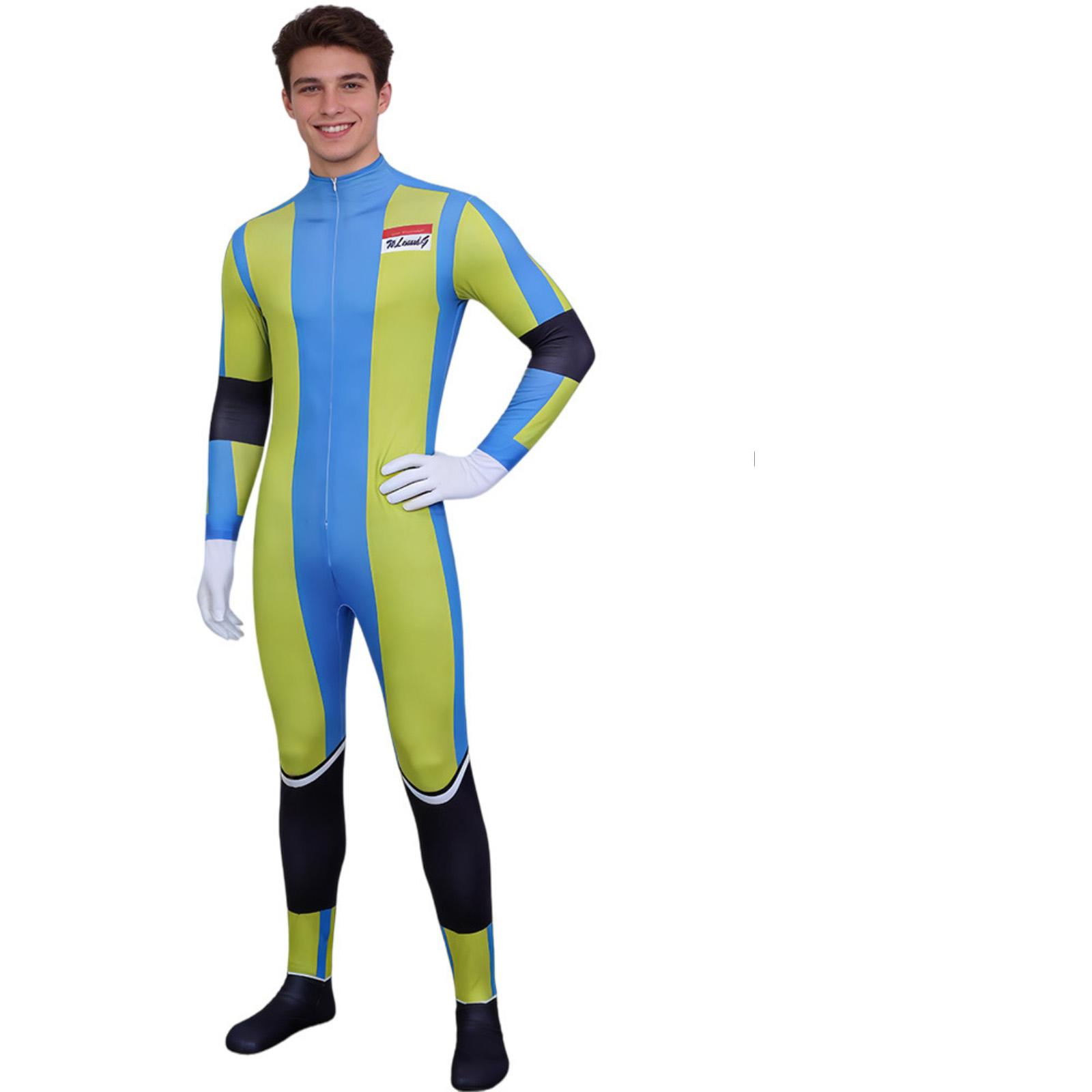 

Domkigan Cosplay Outfit With Headgear And Faux Texture Bodysuit 150 зелений