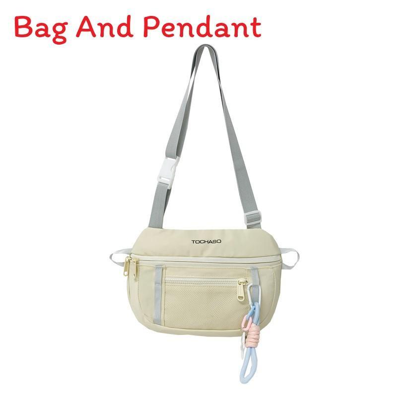 Blocking Fashionable Color Design Letter Printed Kid Shoulder Bag With Pendant