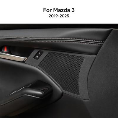 2PCS Top Suede Trim LHD RHD Sticker For Mazda 3 Axela 2024 2025 Car Door Horn Button Frame Accessories