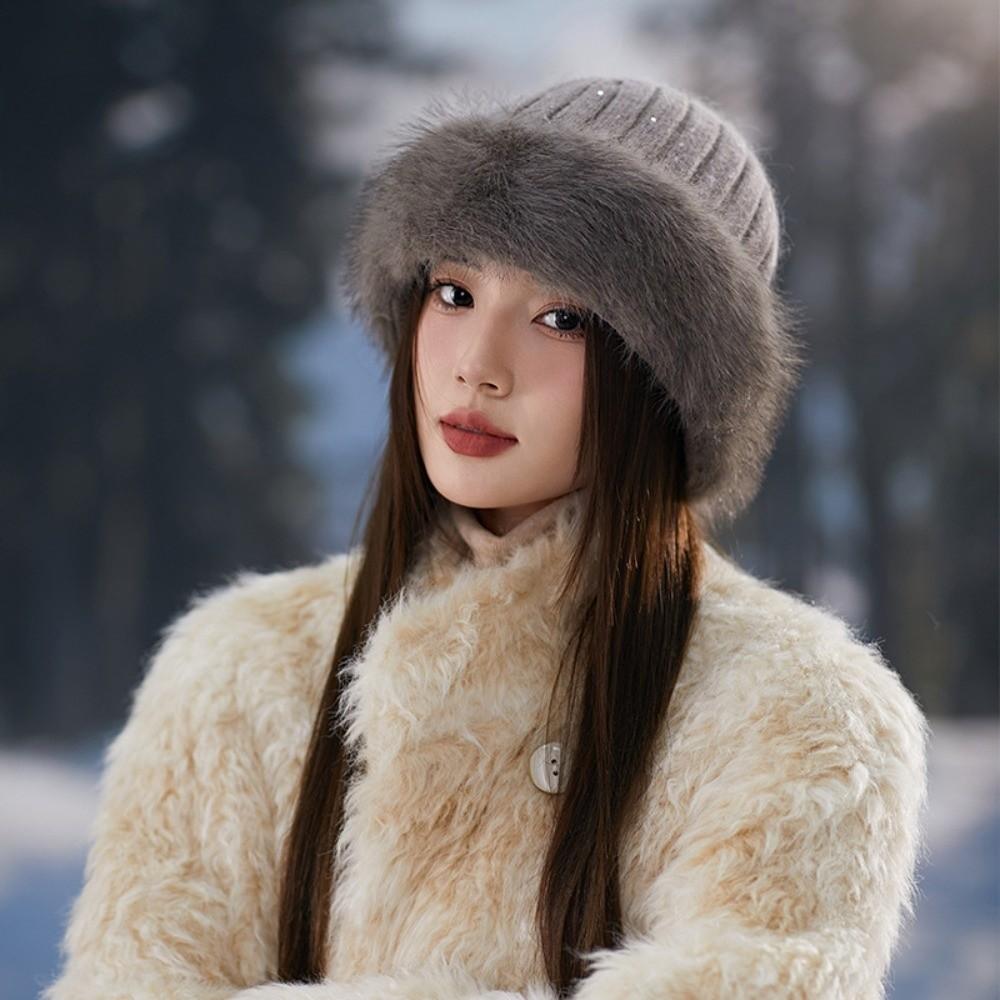 

Cold-proof Warm Winter Women s Warm Fur Hat Without Brim Plush Baseball Cap Autumn and winter