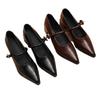 Women's Black/Coffee Pointed Toe Mary Jane Shoes Chunky Heel One-Strap Dress Pumps Classic Retro Office Ladies Footwear