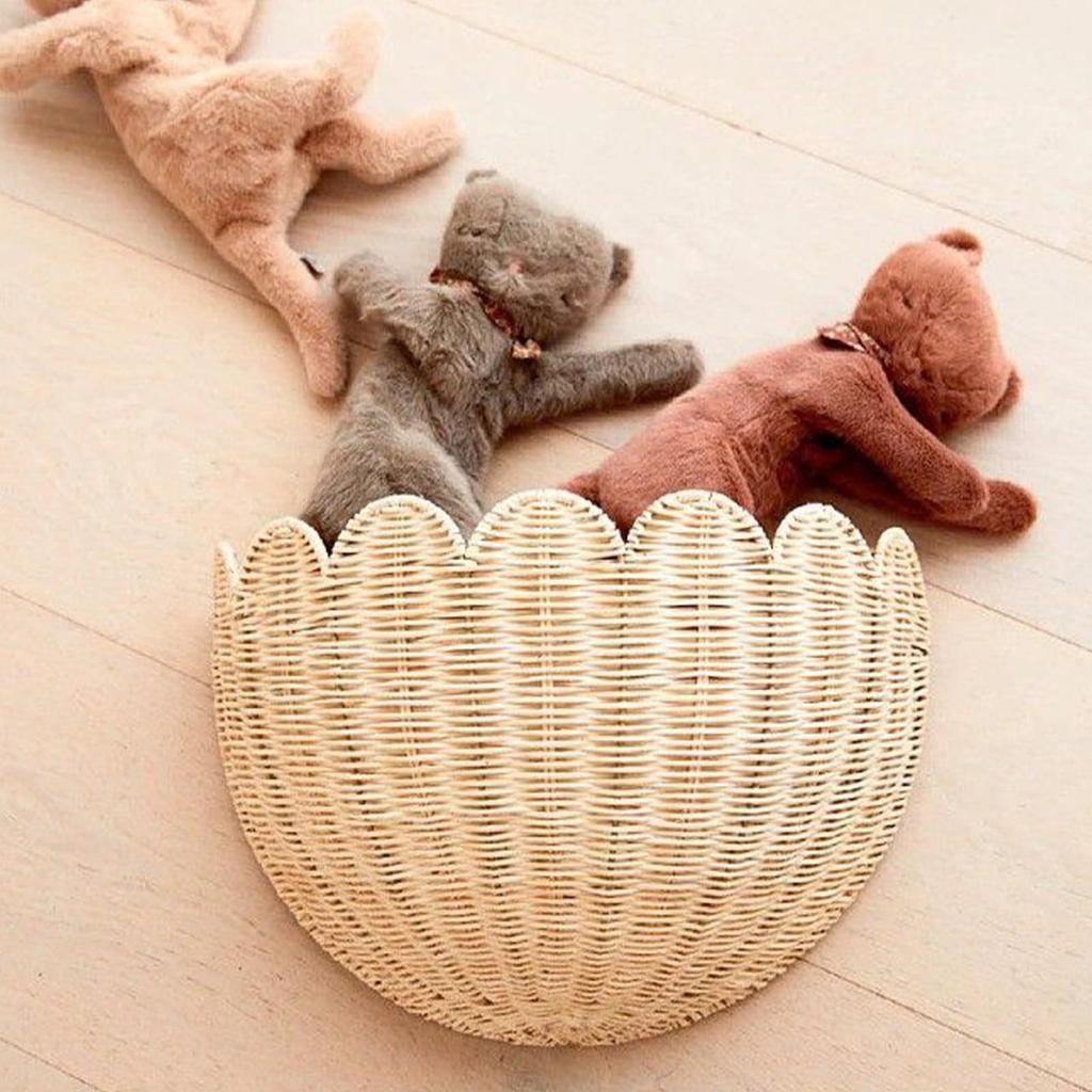 Handwoven Rattan Lace Wall Hanging Basket - Decorative Storage for Home & Homestay