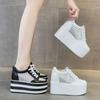 Fashion 12cm New Air Mesh Leather Genuine Platform Wedge Flats Summer Spring Boot Ankle Women High Brand White Fashion High Heels Shoes