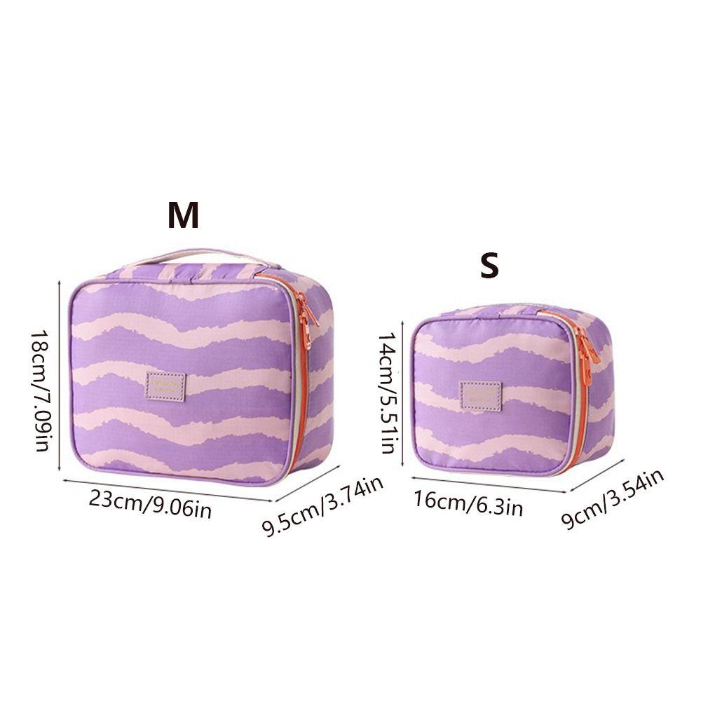 Large Capacity Striped Makeup Bag Waterproof Wash Bag Travel Cosmetic Pouch  Bathroom