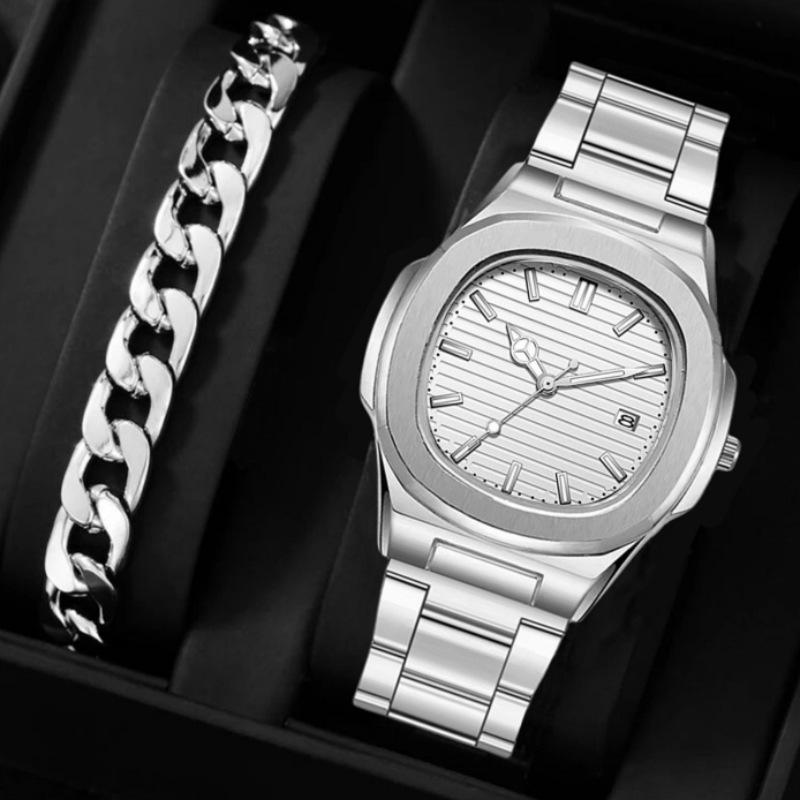 Business Men S Watch Fashion Classic Square Alloy Shell Calendar Watch Trend Sports Steel Belt Watch Watch large price