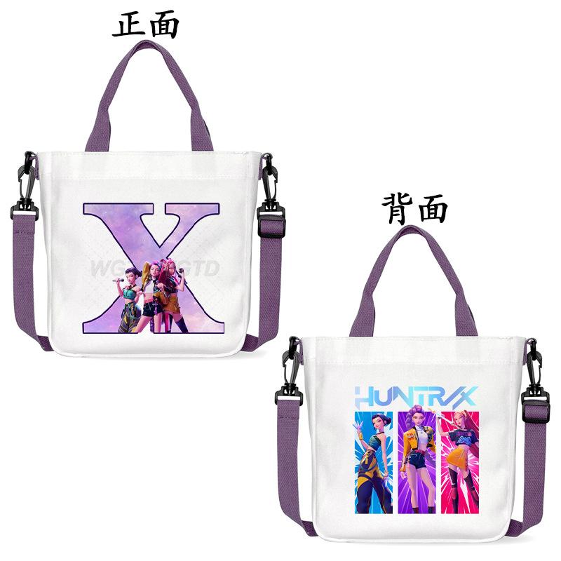 Anime Cartoon Letter Shoulder Bag Versatile Commuter Handbag Large Capacity Student Canvas Bag