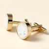 Men's Cufflink Set, Made of Copper and Natural Mother of Pearl, with Exquisite Box.