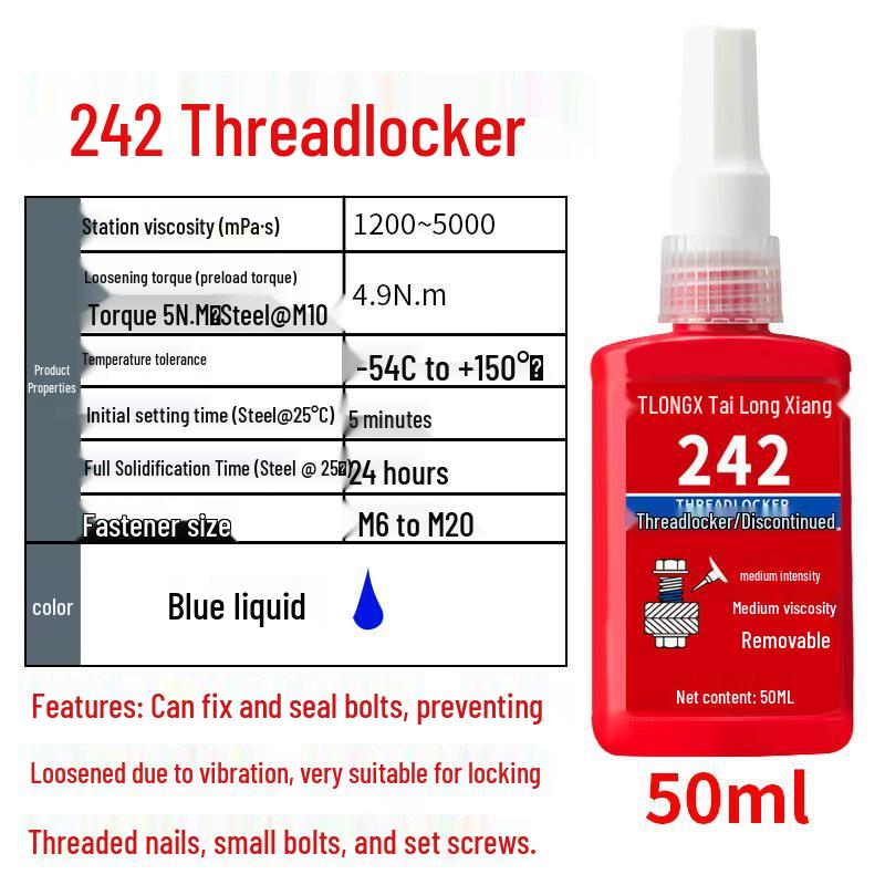 243 Screw Glue: Medium-High Strength Threadlocker and High Temp Resistant Sealant