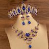 Fashion Crystal Tiaras Crowns Bride Wedding Jewelry Set Rhinestone Crown Necklace Earring For Women Accessories Diadem Headdress