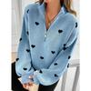 2026 Autumn Women's New European and American Knitted Long-sleeved Love Pattern Zipper Sweater