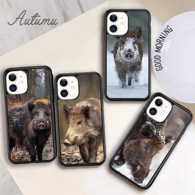 Horror Wild Boar Animal Phone Case for iPhone 11 12 13 14 Pro Max Mini XR XS SE 2020 7 8 Plus Samsung Galaxy S21 S22 Shell